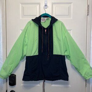 Ocean Equipment VTG Sz S Neon Green Black Surf Nylon 1/2 Zip Windbreaker 90’s